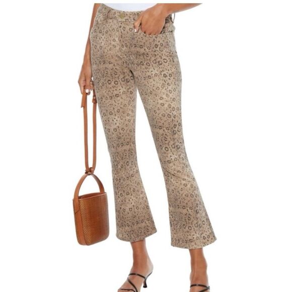 Frame Le Crop Mini Boot High Rise Snake Print Jeans in Vanilla Multi Size 23 NWT - Picture 1 of 12